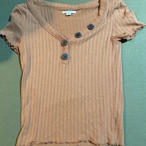 Brown American Eagle Ruffled Top